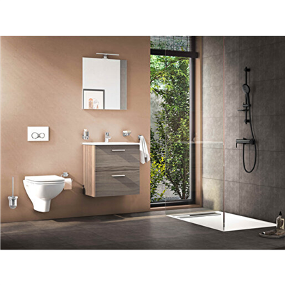 Vitra Mia Banyo Dolabı Seti 60 Cm, İki Çekmeceli Lavabo Dolabı, Aydınlatmalı Düz Ayna, Cordoba