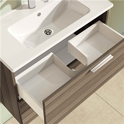 Vitra Mia Banyo Dolabı Seti 80 Cm, İki Çekmeceli Lavabo Dolabı, Aydınlatmalı Düz Ayna, Cordoba