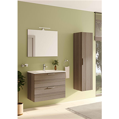 Vitra Mia Banyo Dolabı Seti 80 Cm, İki Çekmeceli Lavabo Dolabı, Aydınlatmalı Düz Ayna, Cordoba