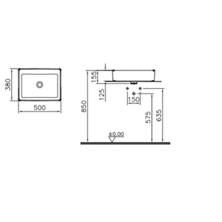 Vitra Nuo Dikdörtgen Çanak Lavabo 50 Cm