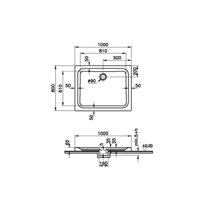 Vitra Optimum Neo 100x80 cm Dikdörtgen Monoflat Duş Teknesi