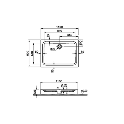 Vitra Optimum Neo 110x80 cm Dikdörtgen Monoblok Duş Teknesi