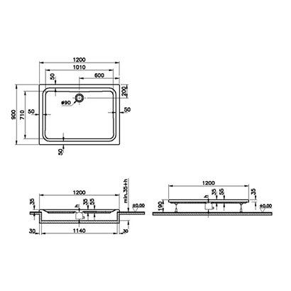 Vitra Optimum Neo 120x90 cm Dikdörtgen Flat Duş Teknesi