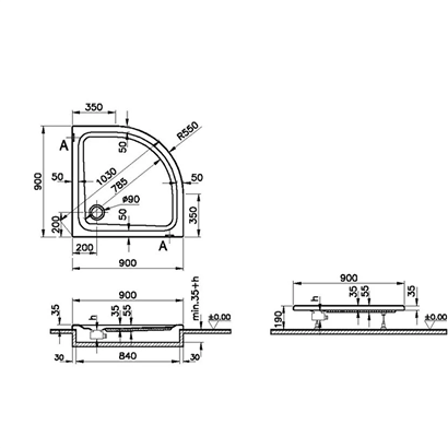 Vitra Optimum Neo 90x90 cm Köşe Flat Duş Teknesi
