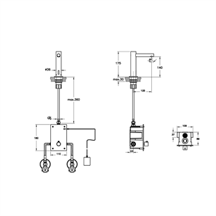 Vitra Origin Temassız Lavabo Bataryası (Elektrikli, Çift Su Girişli) Fırçalı Nikel