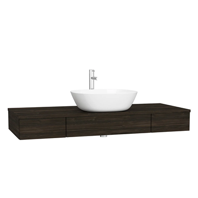 Vitra Origin Tezgah 120 Cm, İki Çekmeceli Orta Sifon Delikli, Karaağaç