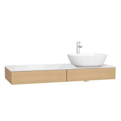 Vitra Origin Tezgah 120 Cm, İki Çekmeceli Sağ Sifon Delikli, Açık Meşe