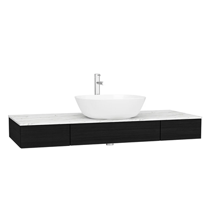 Vitra Origin Tezgah 120 Cm, İki Çekmeceli Orta Sifon Delikli, Hareli Siyah Meşe