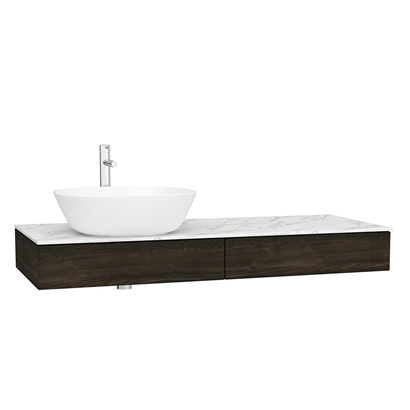 Vitra Origin Tezgah 120 Cm, İki Çekmeceli Sol Sifon Delikli, Karaağaç