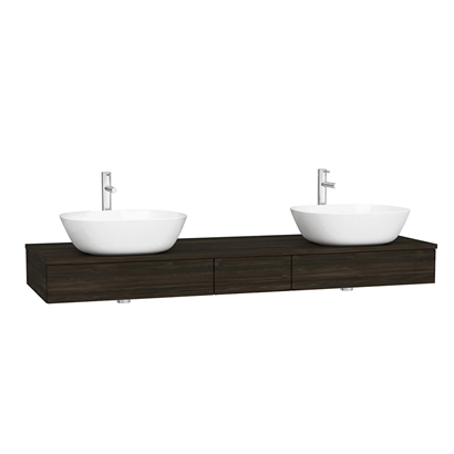 Vitra Origin Tezgah 150 Cm, Üç Çekmeceli Çift Sifon Delikli, Karaağaç