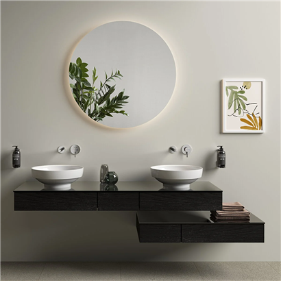 Vitra Origin Tezgah 150 Cm, Üç Çekmeceli Çift Sifon Delikli, Hareli Siyah Meşe