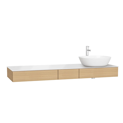 Vitra Origin Tezgah 150 Cm, Üç Çekmeceli Sağ Sifon Delikli, Açık Meşe