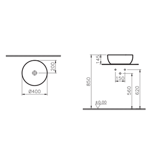 Vitra Outline 40 Cm Mat Siyah Yuvarlak Lavabo