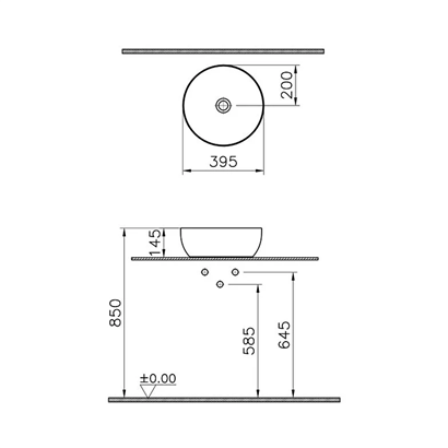Vitra Outline 40 Cm Mat Taş Gri Yuvarlak Lavabo