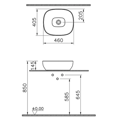 Vitra Outline 48 Cm Mat Taş Gri Kare Lavabo