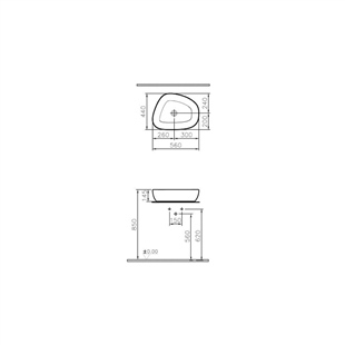 Vitra Outline 56 Cm Mat Siyah Asimetrik Lavabo