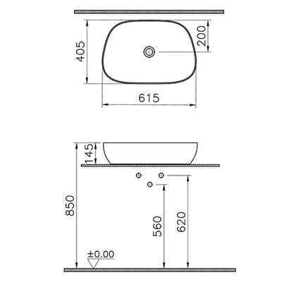 Vitra Outline 63 Cm Mat Taş Gri Tv Lavabo