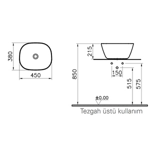Vitra Plural 45 Cm Mat Yosun Yeşil Çanak Lavabo