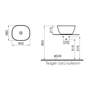 Vitra Plural Mat Kil Bej 45 Cm Yüksek Kare Çanak Lavabo