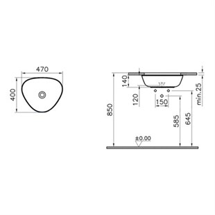 Vitra Plural 47 Cm Parlak Beyaz Üçgen Tezgah Altı Lavabo