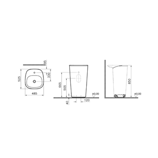 Vitra Plural 50 Cm Mat Bej Taşma Deliksiz Monoblok Lavabo