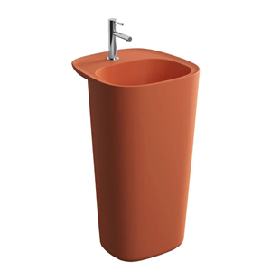 Vitra Plural 50 Cm Mat Terra Rossa Taşma Deliksiz Monoblok Lavabo