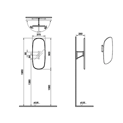 Vitra Plural Döner Ayna 35 Cm Siyah Meşe