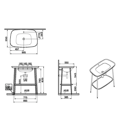 Vitra Plural Lavabo Dolabı 100 Cm Beyaz Seramik Lavabolu, Koyu Meşe