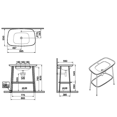 Vitra Plural Lavabo Dolabı 100 Cm Mat Yosun Yeşili Seramik Lavabolu, Koyu Meşe