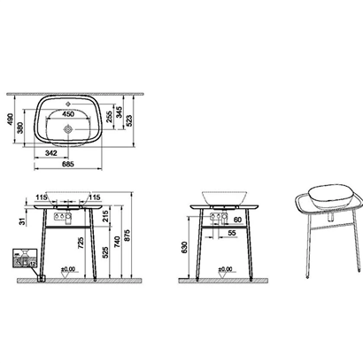 Vitra Plural Lavabo Dolabı 70 Cm, Asma, Yüksek Mat Taupe