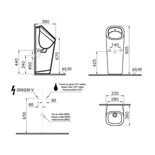 Vitra Plural Mat Bej Fotoselli Kare Monoblok Elektrikli Pisuvar