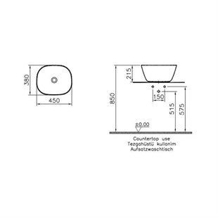 Vitra Plural Mat Siyah 45 Cm Kare Yüksek Çanak Lavabo