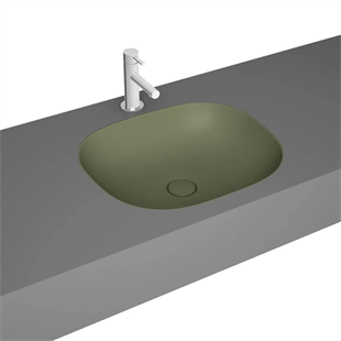 Vitra Plural Mat Yosun Yeşili Kare Tezgahaltı Lavabo 45 Cm