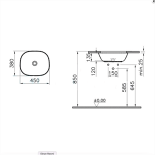 Vitra Plural Mat Terra Roso Kare Tezgahaltı Lavabo 45 Cm