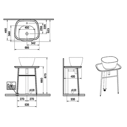 Vitra Plural Serbest Lavabo Dolabı 70 Cm, Alçak Mat Siyah