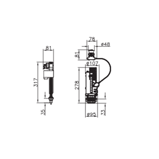 Vitra Plus Çift Kademeli Alttan Su Girişli İç Takım 3/6 L