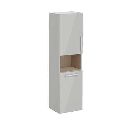 Vitra Root Flat Boy Dolabı 40 Cm, Kapaklı, Kısa Çamaşır Sepetli, Parlak İnci Grisi, Sol