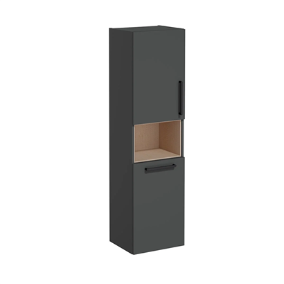 Vitra Root Flat Boy Dolabı 40 Cm, Kapaklı, Kısa Çamaşır Sepetli, Mat Fırtına Gri, Sol