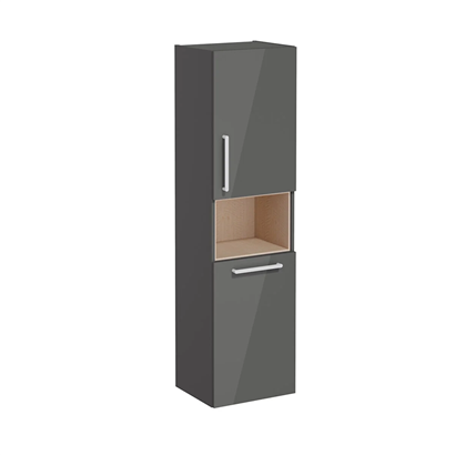 Vitra Root Flat Boy Dolabı 40 Cm, Kapaklı, Kısa Çamaşır Sepetli, Parlak Antrasit, Sağ