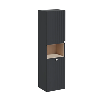 Vitra Root Groove Boy Dolabı 40 Cm, Kapaklı, Kısa Çamaşır Sepetli, Mat Grafit, Sol