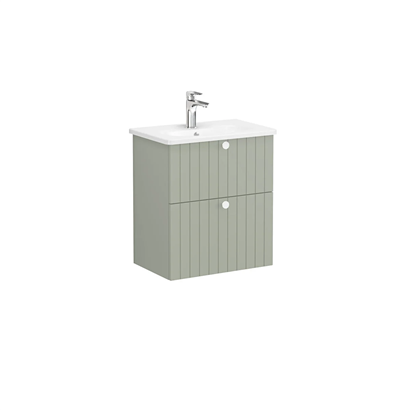 Vitra Root Groove Lavabo Dolabı 60 Cm, İki Çekmeceli, Dar Yuvarlak Lavabolu, Mat Retro Yeşil