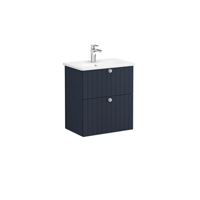 Vitra Root Groove Lavabo Dolabı 60 Cm, İki Çekmeceli, Dar Yuvarlak Lavabolu, Mat Lacivert