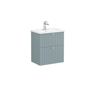Vitra Root Groove Lavabo Dolabı 60 Cm, İki Çekmeceli, Dar Yuvarlak Lavabolu, Mat Fiyord Yeşili