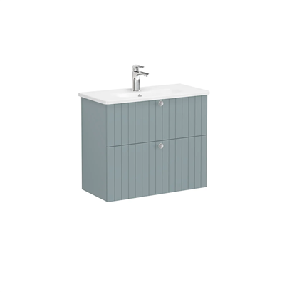 Vitra Root Groove Lavabo Dolabı 80 Cm, İki Çekmeceli, Dar Yuvarlak Lavabolu, Mat Fiyord Yeşili