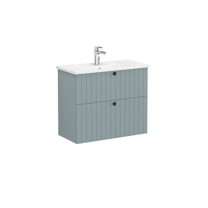 Vitra Root Groove Lavabo Dolabı 80 Cm, İki Çekmeceli, Dar Köşeli Lavabolu, Mat Fiyord Yeşili