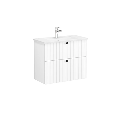 Vitra Root Groove Lavabo Dolabı 80 Cm, İki Çekmeceli, Dar Köşeli Lavabolu, Mat Beyaz