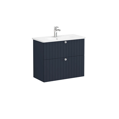 Vitra Root Groove Lavabo Dolabı 80 Cm, İki Çekmeceli, Dar Yuvarlak Lavabolu, Mat Lacivert