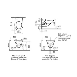 Vitra S20 Round Asma Klozet, 54 Cm