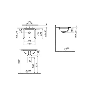 Vitra S20 Tezgah Altı Lavabo, 38 Cm