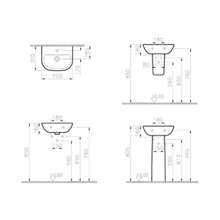 Vitra S20 Standart Lavabo, 45 Cm